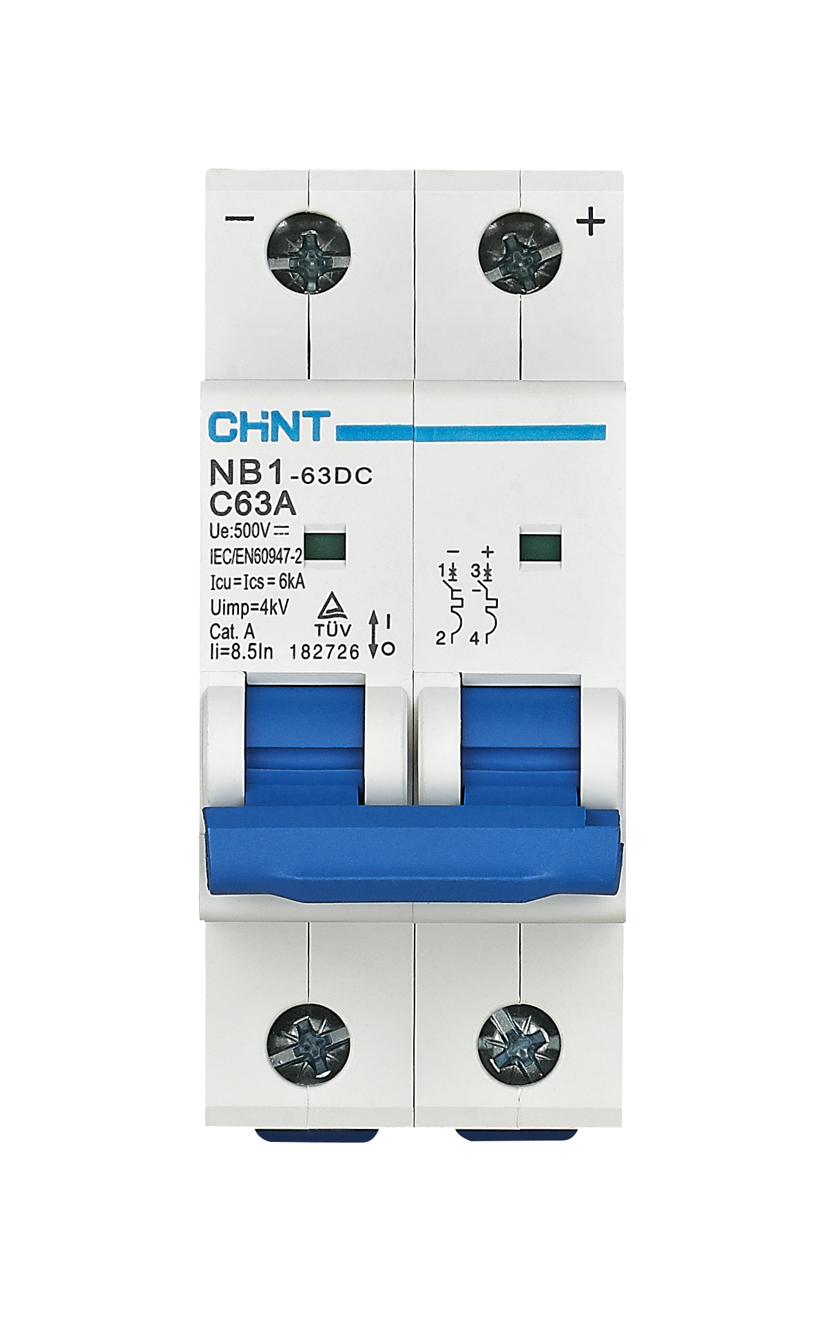 NB1-63DC  C63A 2P-MCB-Front